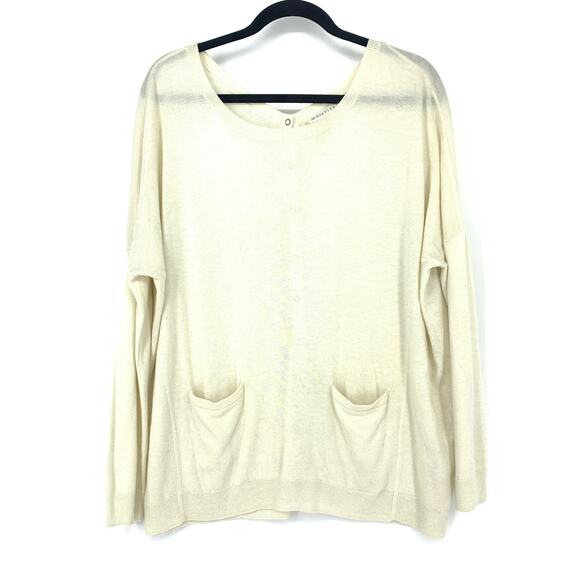 Whistles Sweater Women's Size 8 Button Back Long Sleeve Cream Thin Knit - Picture 1 of 7